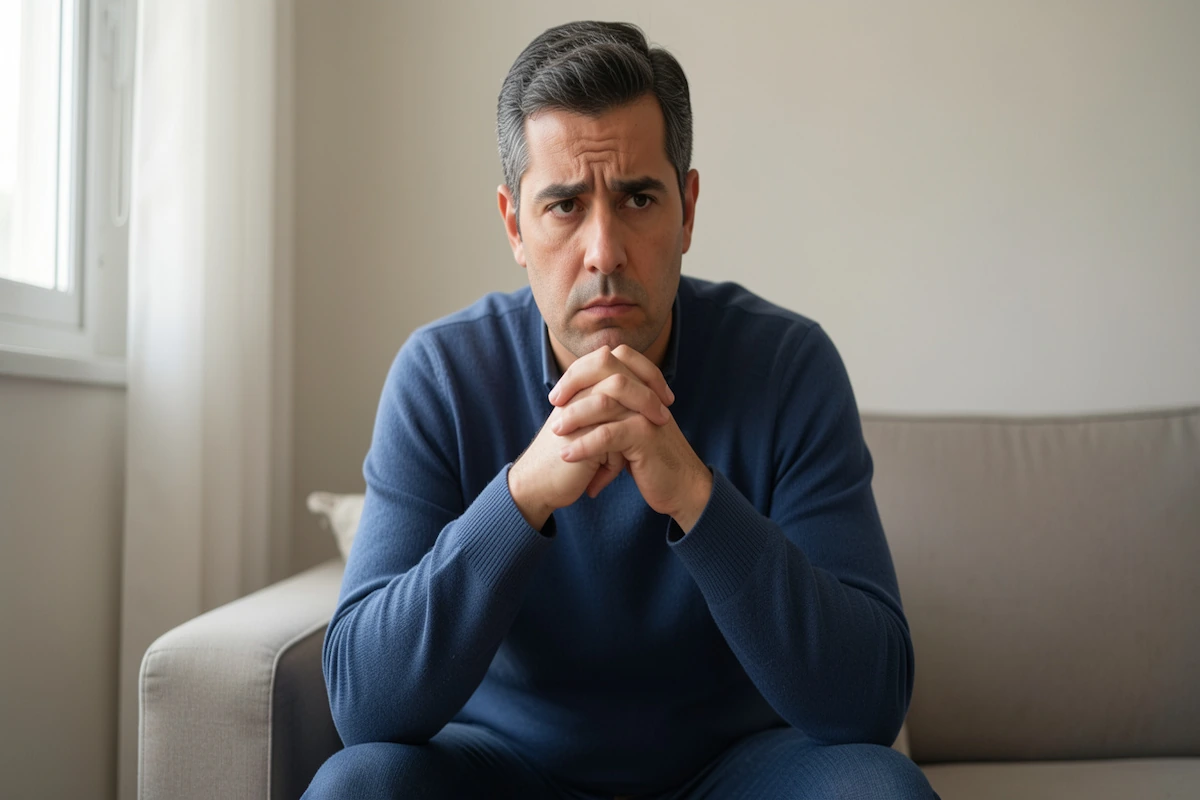 A propósito do tema "responder ao Ministério Público", vemos uma pessoa a pensar.